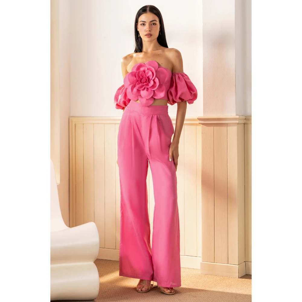 Yumi Kim Pink Keira Floral Top & Bliss Pink Linen Pant Set